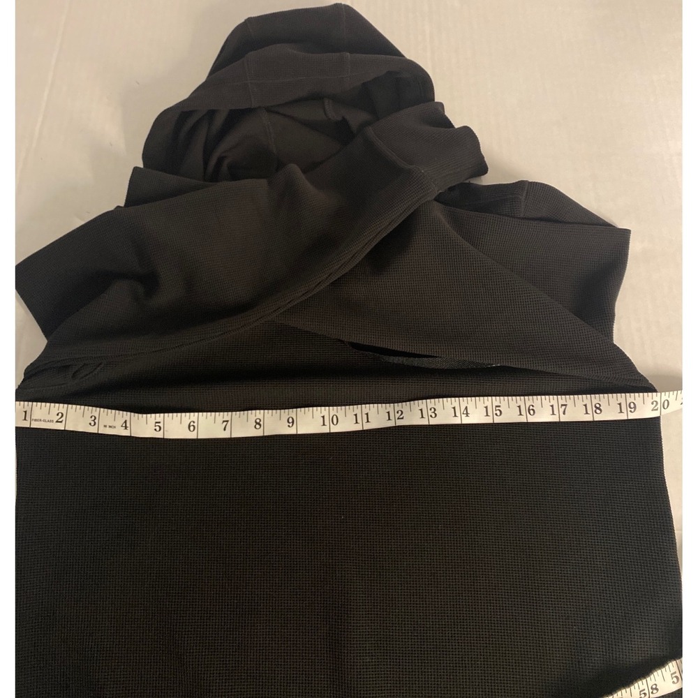 DKNY Tech Waffle Hoodie Black Long Sleeve Thermal Pullover Womens XS Casual - Picture 6 of 9
